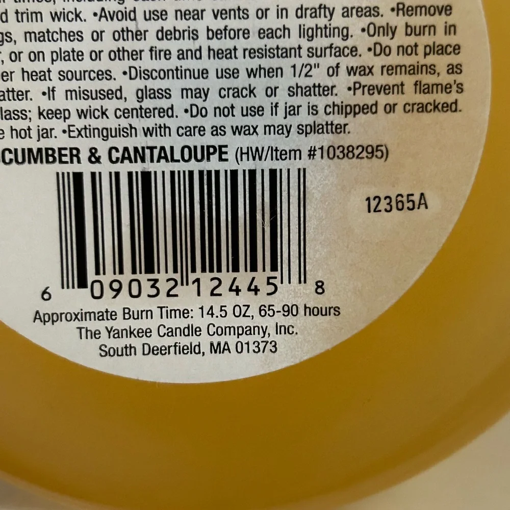 Yankee Candle Cucumber and Cantaloupe Scent 14.5 OZ. Never Burned. Retired - Picture 4 of 7